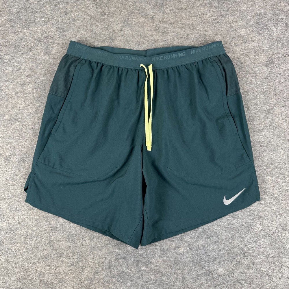 Nike Dri Fit Stride Running Shorts 5" Brief Lined Green Mens Small S